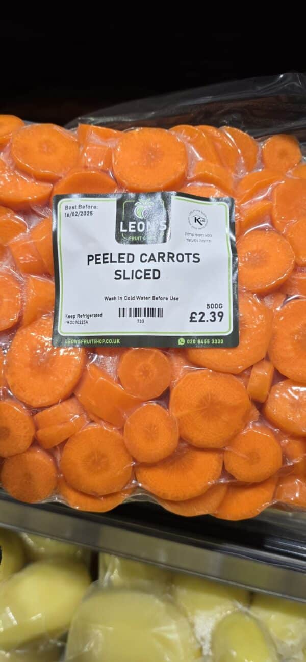 Peeled Carrots Sliced